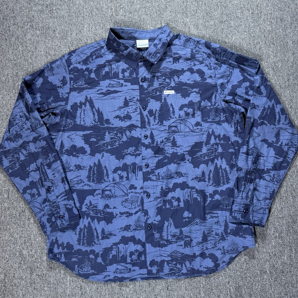 Columbia Men's Regular Fit Roger Peak Printed Shirt Collared Long Sleeve Size XL